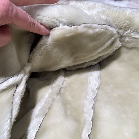 VINTAGE MAGGIE LAWRENCE LEATHER SHEARLING BIKER JACKET SIZE PETITE SMALL - Picture 10 of 14